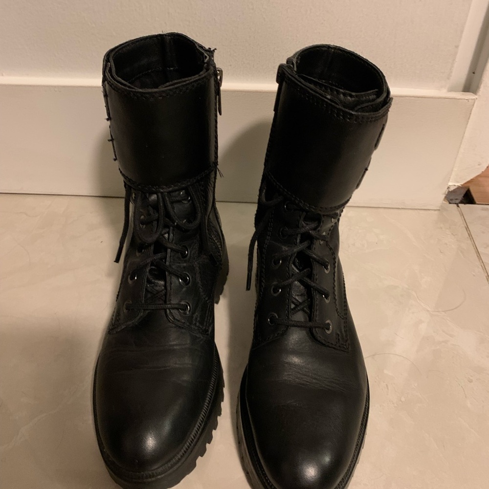 Black Combat Boots with Buckle Detail - Picture 5 of 8
